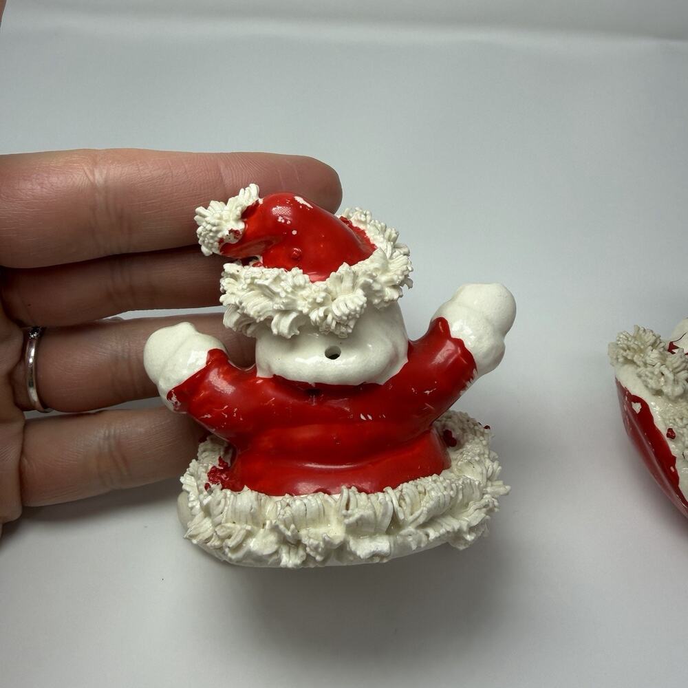 VINTAGE 50s Christmas Santa Clause Salt Pepper Shaker NAPCO Spaghetti Trim JAPAN - Picture 3 of 7